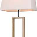 Canarm Burke 1 Light Table Lamp with Matte Black and Brushed Brown Finish and Natural Cream Shade