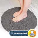 Muddy Mat Shown on TV Super Absorbent Microfiber Dog Door Mat for Muddy Paws, Non-Slip Washable Pet Rug, Quick Dry Chenille Entryway Carpet, Machine Washable Indoor Outdoor Mat, Grey Round 6ft
