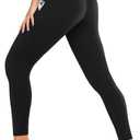 DHSO High Waisted Leggings for Women Full/Knee Length Capri Tummy Control Buttery Soft Yoga Pants for Workout Athletic (Large-X-Large, Pockets-Black)