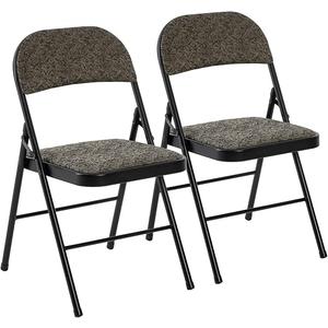 DUMOS Padded Folding Chairs 2 Pack, Dining Patio Chairs, Outdoor Home
Fabric Padded Cushion Back, Portable Stackable, Wedding Party, Patio Garden, Black Grey