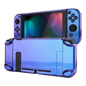 eXtremeRate PlayVital Glossy Back Cover for Nintendo Switch Console, Joycon Separable Protector Hard Shell, Dockable Protective Case for Nintendo Switch  Chameleon Purple Blue (NOT for Switch 2)