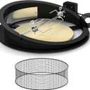 Skyflame 2 in 1 Black Coated Steel Rotisserie Kit with Pizza Ring Compatible with 22 1/2" Weber Kettle Grills - Including Electric Motor, Spit Rod, Pizza Stone, Pizza Ring