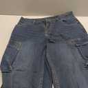 Women High Waisted Cargo Jean for Women with 6 Pockets Straight Wide Leg Jean Casual Baggy Pants (Dark Blue)