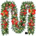 Christmas Garland with Lights, 9ft Battery Operated LED Garland with Timer, 30 Warm White LEDs, Waterproof Christmas Decorations for Indoor Outdoor Mantel, Stairs, Doorway, Window, Porch, Home