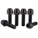6PCS Titanium Screw Internal Hex M5x16mm 18mm 20mm Tapered Head Bolt with Washer for Bicycle Stem (Black, M5x18mm)