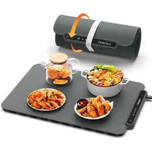 Food Warming Mat, iTRUSOU Electric Warming Tray Full Surface Heating to Keep Food Warm or Thawing, Versatile Food Warmer with 3 Temperature Setting for Parties Buffets Gatherings Holidays Daily Use (18.5*12.8inch-110V, Dark Gray)
