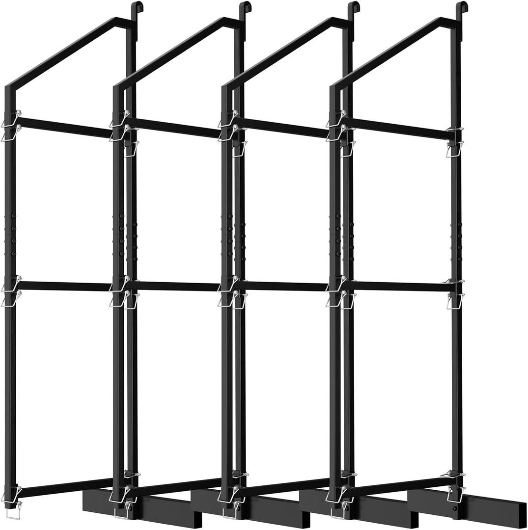 Heavy Duty Shipping Container Shelving Bracket Kit (4-Pack) - 3-Tier Hanging Shelving Rack (19" D x 62" H), Universal Cargo Container Brackets