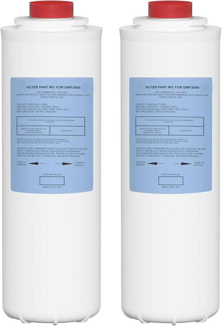 Water Replacement Filter Compatible with Elkay EWF3000, and Ezh20 Bottle Filling Station, 3000 Gallon Water Filter Replacement for ERF750, 51299C, 55898C (No Chip) 2 Pack