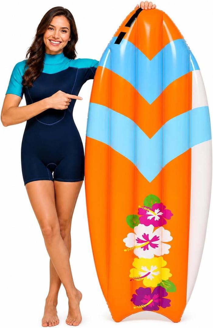 4E's Novelty 5.5 Feet Inflatable Surf Board Decoration, Pool Toy for Beach Inflatable Surfboard Float for Adults Kids Surfing Hawaiian Luau Beach Summer Party Prop Decoration