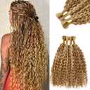 Water Wave Bulk Human Braiding Hair 3 Bundles 150g 20 Inch Highlight Honey Blonde Bohemian Braiding Hair for Boho Braids No Weft 100% Brazilian Virgin Hair