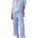 COZYPOIN Womens Gingham Pajama Set 2 Piece Plaid Cotton Pjs Cute Ruffle Sleepwear Maternity Bridesmaid Pajamas Loungewear, size XL