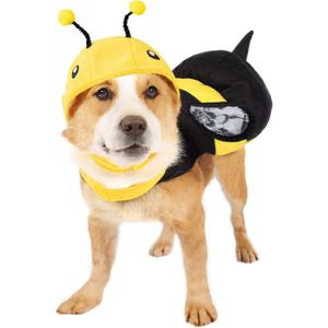 Dog Bee Costume Halloween Pet Dog Bumblebee Cosplay Dress Up with Wings (Yellow XL)