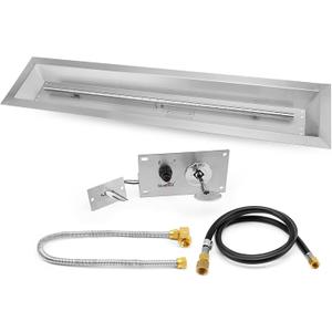 Stanbroil 48 x 6 Inch Linear Natural Gas Fire Pit Burner with Spark Ignition Kit, Stainless Steel Gas Fire Pit Kit Insert for DIY Fireplace, 91,000 BTU'S Max