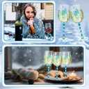 4 Pcs Snowflakes Winter Party Stemmed Wine Glasses Hand Painted Drinking Cup Wine Glasses Gifts for Birthday Theme Holiday Party Supplies