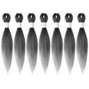Ombre Gray Braiding Hair 10 Inch Short Pre Stretched Hair Straight Yaki Texture Synthetic Hair Extensions Softness, 7 Packs (TGrey(Ombre Grey))