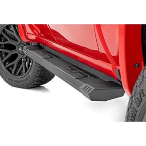 Rough Country HD2 Aluminum Running Boards for Chevy Silverado & GMC Sierra 1500/2500HD/3500HD (2019-2025) Crew Cab - 5" Wide Non-Slip Step, Easy Bolt-on Install (Only Brackets And Hardware)