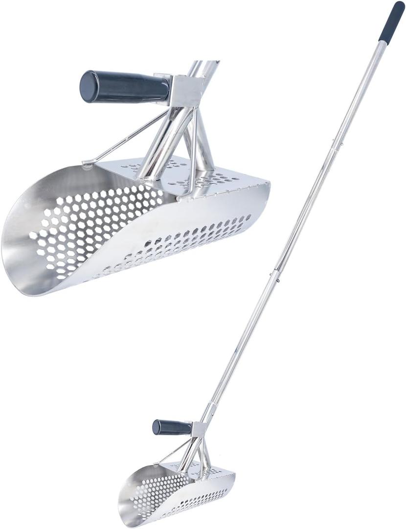 Sand Scoop for Metal Detecting, Heavy Duty Detector Scoop, Long Handle Stainless Steel Detecting Tool, Metal Shovel