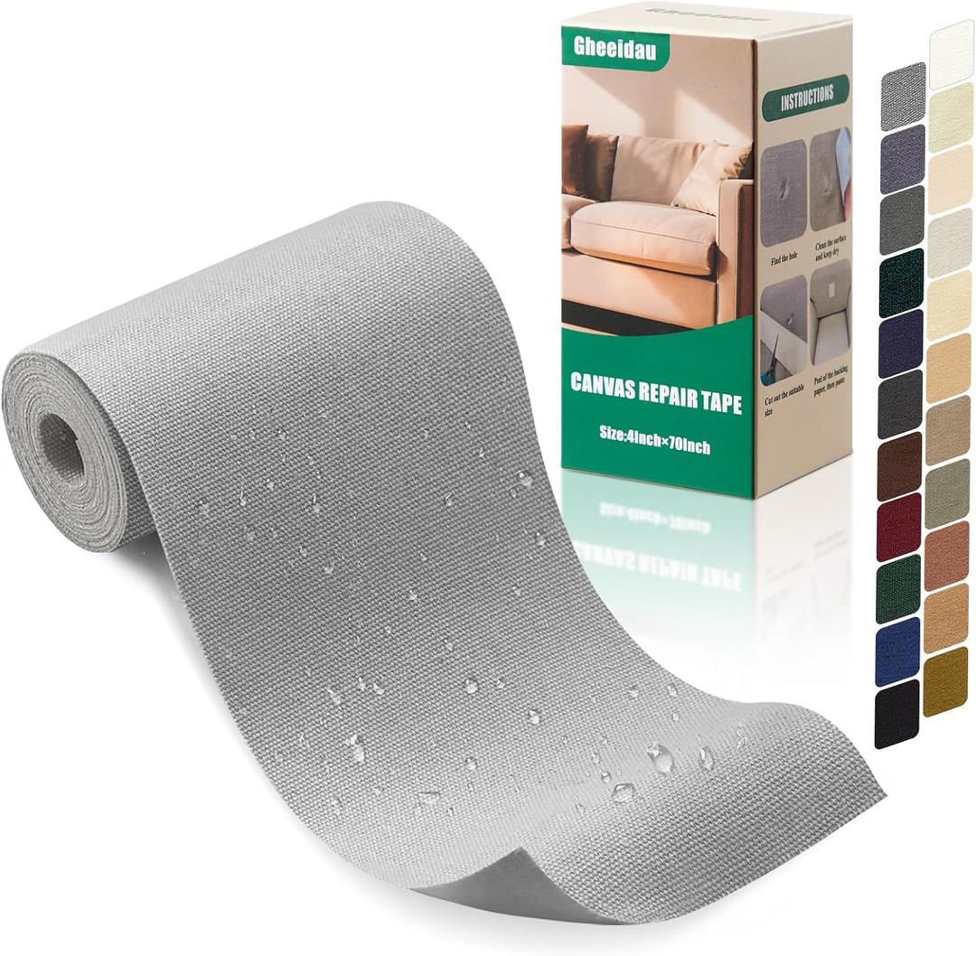 Canvas Repair Tape 470 Inch Waterproof Self-Adhesive Fabric Repair Patch for Repairing Boat Covers,Tents,Patio Umbrellas,Car Seats,Luggage,Sofas.(Grey) Canvas Repair Tape 470 Inch Waterproof Self-Adhesive Fabric Repair Patch for Repairing Boat Covers,Tents,Patio Umbrellas,Car Seats,Luggage,Sofas.(Grey)