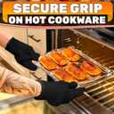 Heat Resistant Gloves Aramid Oven Gloves with Fingers for Cooking, BBQ Gloves with Cotton Lining, Non-Slip, 9.45"x3.94" Kitchen Mitts for Baking & Frying, Grilling Accessories, One Size