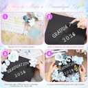Hoteam DIY Graduation Cap Decorations Kit Included Faux Flowers 3D Butterfly Self Adhesive Rhinestones Glitter Alphabet Letter Stickers for 2026 Grad Cap Topper Party Gifts Decor(Blue)