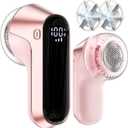 ColdSky Fabric Shaver, Rechargeable Lint Shaver with Digital Display, Portable Sweater Defuzzer with 3 Speeds, 6 Leaf Blades and Safety Lock, Electric lint Remover for Clothes, Sweater (Pink)