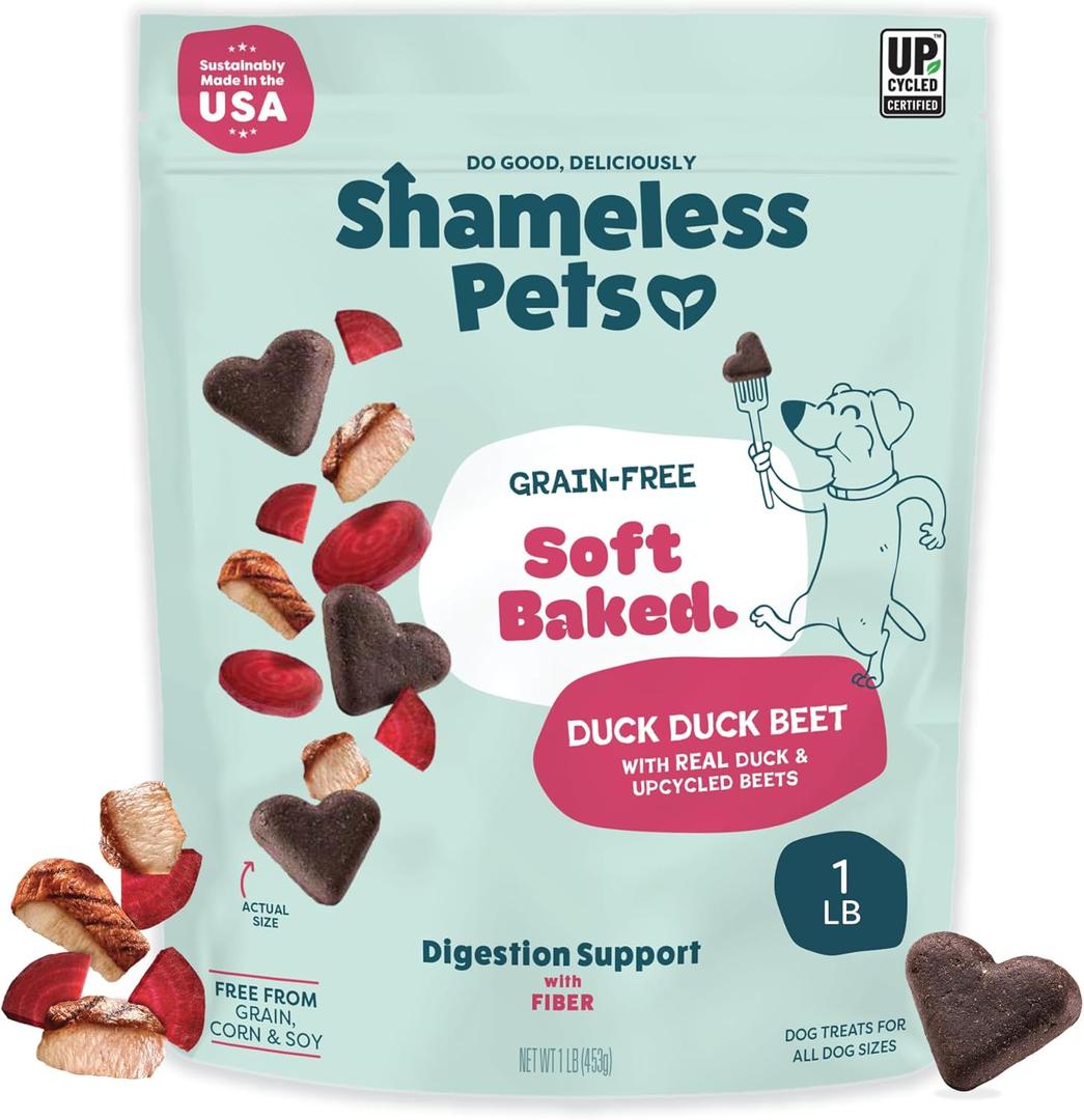 Shameless Pets Soft-Baked Dog Training Treats, Duck Duck Beet - 16 oz (EXP 10/01/26)