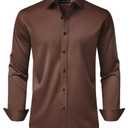 Men's Dress Shirts Long Sleeve Stretch Wrinkle Free Wedding Formal Business Button Down Shirt XL