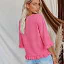 siliteelon Womens 3/4 Sleeve Tops Summer Tshirts Ruffle Flowy Crew Neck Dressy Casual Blouses 2026 Trendy Cute Work Outfits, M