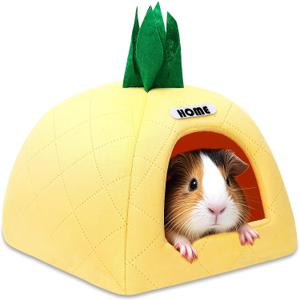 UPINS Guinea Pig Hideout,Guinea Pig Bed Washable Small Animal House Cage Accessories for Chinchillas Hamsters Hedgehogs Ferrets Bearded Dragons and Rats (Yellow)
