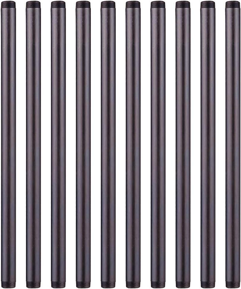 1 x 24  Black Malleable Steel Nipples Fitting, 1 Inches Threaded Pipe Nipples, DIY Steampunk Industrial Vintage Style, 10 Pack.