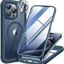Miracase Magnetic for iPhone 15 Pro Max Case 6.7'' [Compatible with Magsafe] Full-Body Drop Proof Bumper Phone Case for iPhone 15 Pro Max with Built-in 9H Tempered Glass Screen Protector,Blue