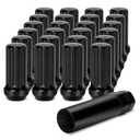 Dynofit 14X1.5 Spline Lug nuts Compatible with Chevy GMC Silverado Sierra 1500, 24pcs Aftermarket Wheel Lug Nuts Set for Fo-rd F150 2015-2024, Black Truck Nuts Sets Include 1 Socket Key for Fuel Wheel