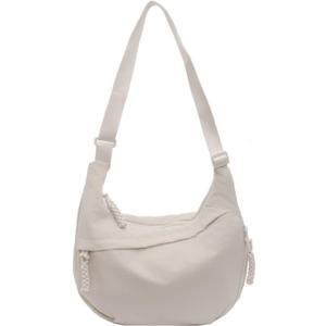 Crossbody Nylon Crescent Bag for Women - Lightweight Small Hobo With 2 Pack Inner Dumpling Bag - Casual (J-beige)