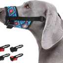 CollarDirect Dog Muzzle - Updated Design Adjustable Soft Breathable Tribal Nylon Dog Mouth Guard Cover for Small, Anti Chewing, Barking & Biting (L/XL)
