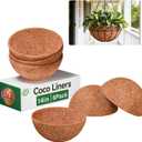 Halatool 6 Pack 14 Inch Hanging Basket Liners Replacement, Round Coconut Liners for Planters Baskets, 100% Natural Coco Fiber Liner for Flowers Vegetables Garden, Drainage & Retain Moisture