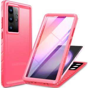 Cozycase for Samsung Galaxy S24 Ultra Waterproof Case - 360 Heavy Duty Full Body Protection/Shockproof/Dustproof/Double/Front and Back/IP68/S 24 Ultra Protective Case with Screen/Camera Protector Pink