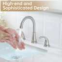 Bathroom Faucet 3 Holes, 8 Inch Widespread Faucet 2 Handle Bathroom Sink Faucets Lead-Free Brushed Nickel Bath Sink Faucets with Pop-up Drain Stopper and Supply Hoses