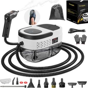 Steam Cleaner for Home, 15s Heat-Up, 1.6L Water Tank, 3-Level Adjustable Handle, Handheld Steam Cleaner for Car Detailing, Dirt, Furniture, Couch, Floor Tile, Bathroom, Bed Bugs, 12Pcs Accessories (White)