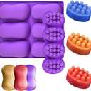 Silicone Soap Molds, different Cavities Soap Mold with Different Shapes, Perfect for Soap Making, Handmade Cake Chocolate Desserts Biscuit Pudding Teacake Jelly 2 Pack - Massage Bar