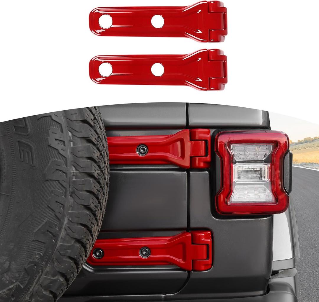 RT-TCZ for Jeep JL Tailgate Hinge Cover Trim Decals Red for Jeep Wrangler JL JLU 2018 up Red Exterior Accessories 2pcs