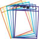 Mr. Pen- Dry Erase Pocket Sleeves, 10"x14", 6 pcs, Colorful, Plastic Sleeves for Paper 8.5x11, Dry Erase Sheet Protectors (Winter)