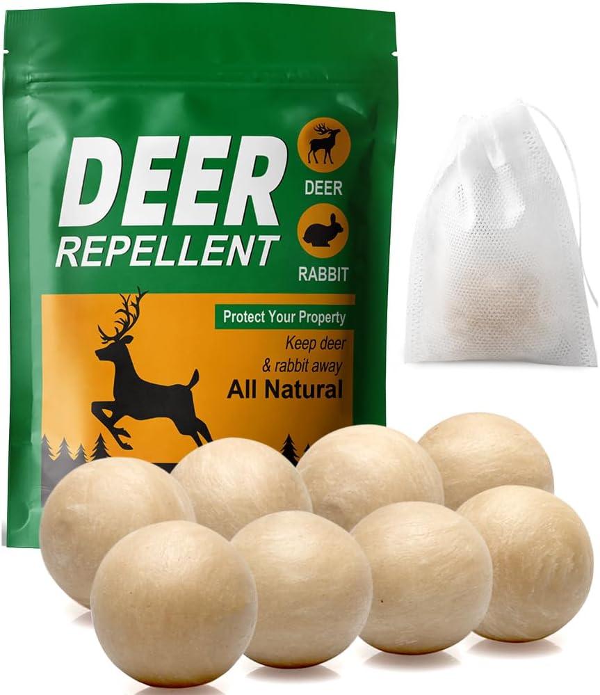 Deer Repellent for Plants, Rabbit Repellent Outdoor, Deer Away Repellent for Garden, Trees and Lawn, Rabbit Repellent for Plants, Safe for People, Pets and Plants, Lasts Up to 60 Days, 8 Packs