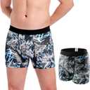 Carer Washable Incontinence Underwear for Men Reusable Mens Urinary Incontinence Box Briefs for Bladder Leak Protection 120ml Front Absorbency Cotton Leakproof Underwear Pattern 2XL