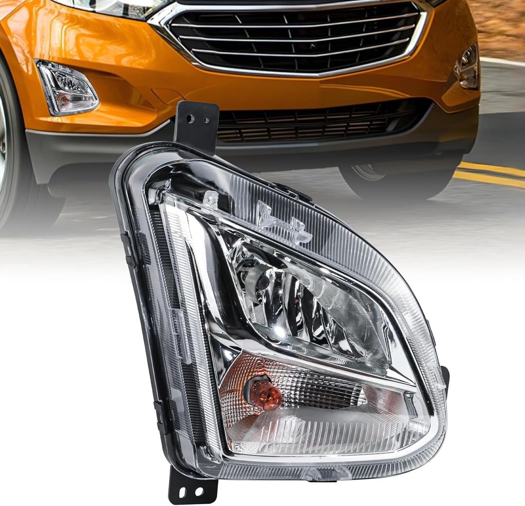 Road Hawk Front Fog Light Compatible with 2018 2019 2020 2021 Chevy Equinox Fog Lamp Halogen with Bulbs Right Passenger Side Replace GM2592323 84226249