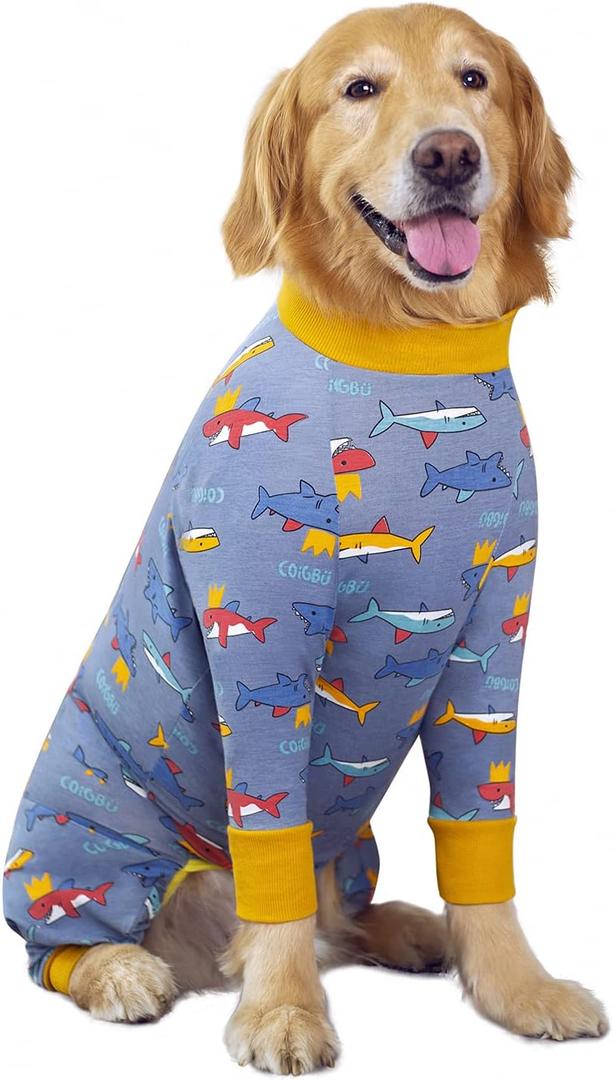 Dog Recovery Suit After Surgery Female Male,  Dog Neuter Shirt Cone Alternatives Prevent Licking Surgical Onesies (Grey Shark, 4XL) 