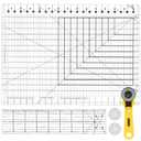 2 Pcs Slotted Quilting Ruler Set with Rotary Cutter (17.75"x22" & 17.75"x4") Extra Large Non-Slip Acrylic Template for Precision Rotary Cutting Patchwork Sewing & Crafting (17.75" x 22" +17.75" x 4")