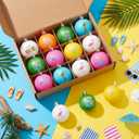 VIHOSE 40 Pcs Summer Ball Ornaments Colorful Hawaiian Ornaments for Tree 1.18" Flamingo Sun Coconut Palm Hanging Decorations Pink Blue Hanging Summer Beach Plastic Balls for Home Decors Holiday Party