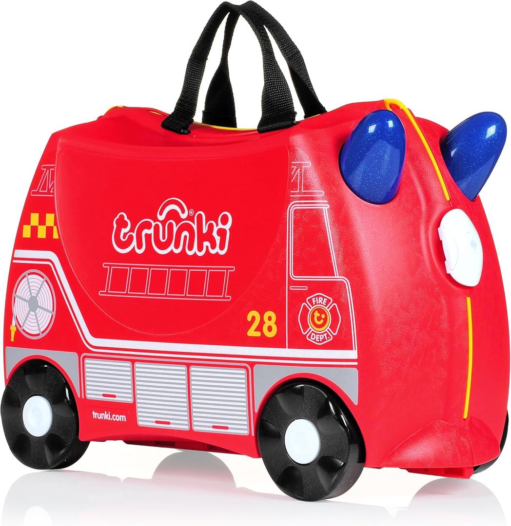 Trunki Ride-On Kids Suitcase | Tow-Along Toddler Luggage | Carry-On Cute Bag with Wheels | Kids Luggage and Airplane Travel Essentials: Frank Fire Truck Red Trunki Ride-On Kids Suitcase | Tow-Along Toddler Luggage | Carry-On Cute Bag with Wheels | Kids Luggage and Airplane Travel Essentials: Frank Fire Truck Red