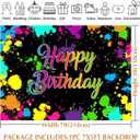 Avezano Glow Neon Birthday Backdrops Glow in The Dark Happy Birthday Party Background Decorations Colorful Graffiti Splash Paint Banner for Kids Birthday Supplies(7x5ft)