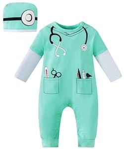 Infant Baby Boys Doctor Cowboy Car Driver Costume Romper Halloween Cosplay Bodysuit(Doctor, 18-24 M)